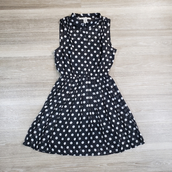 American Rag Polka Dot Collared Dress Black - Picture 6 of 12
